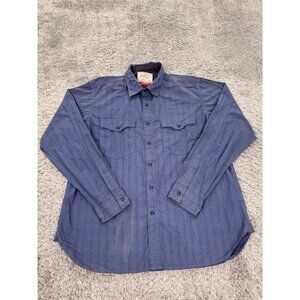 Jeffrey Max Shirt Mens XL Navy Blue Pinstriped Long Sleeve Western Button Up